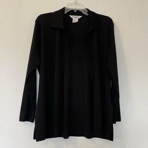 Misook Open‎ Front Cardigan Womens Petite Small Black Minimalist Timeless